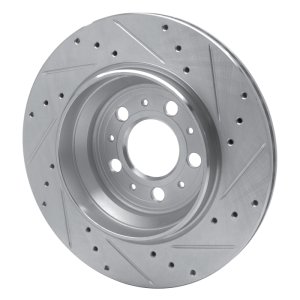 Volvo XC90 Brake Rotor (1) - Rear Left - R1 Concepts - Drilled & Slotted - Silver - `03-`14